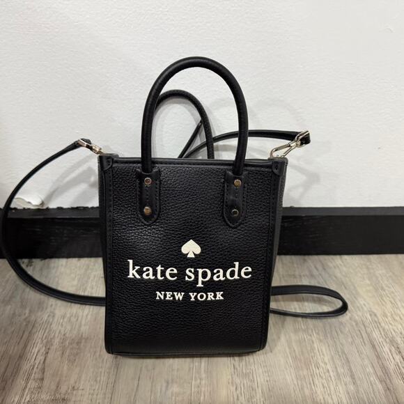 Kate Spade New York black leather mini crossbody bag with gold hardware - Picture 1 of 3